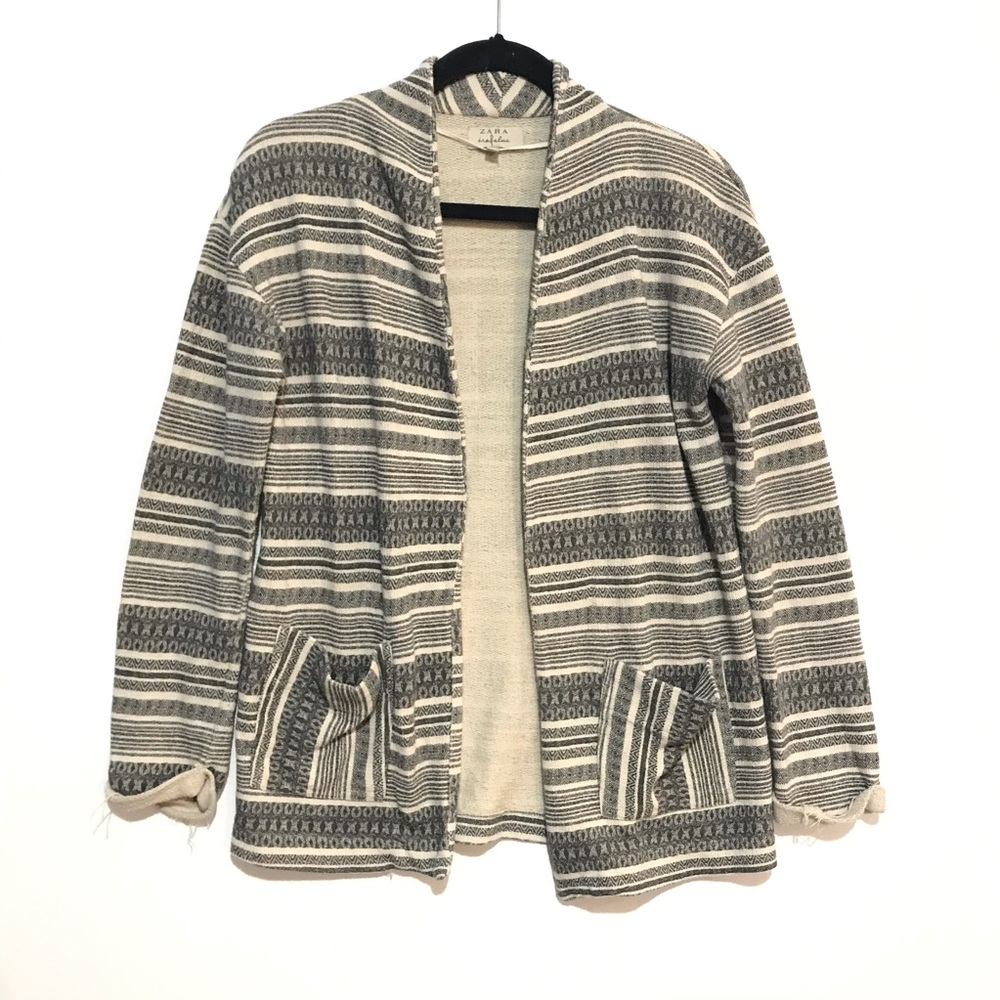 Zara Boho Open Front Cardigan Blazer Size Small